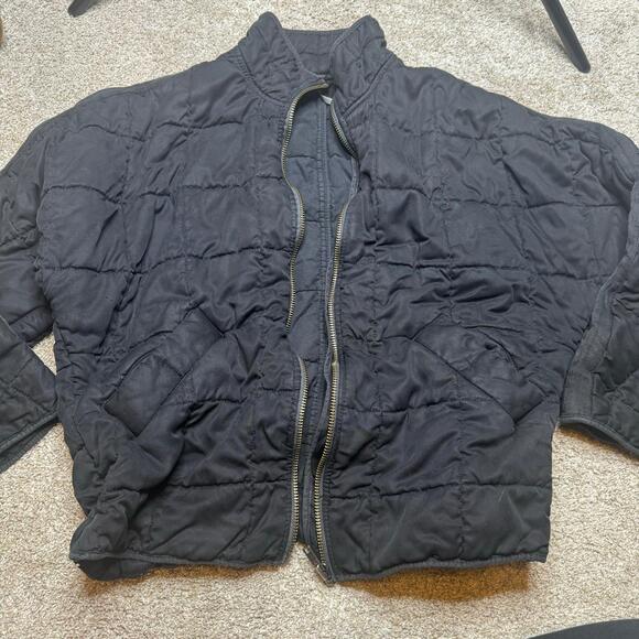 FREE PEOPLE Dolman Quilted BLACK Knit OVERSIZED Jacket SIZE SMALL - Picture 2 of 5